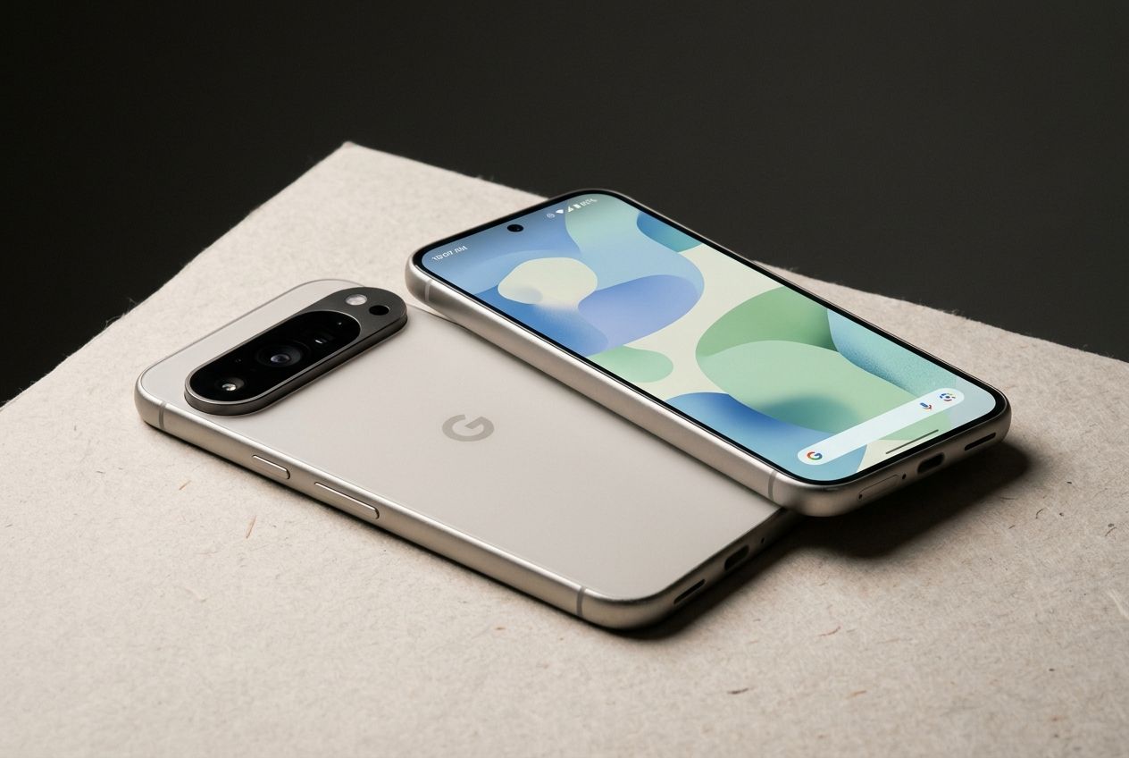 Pixel 9 em fundo neutro